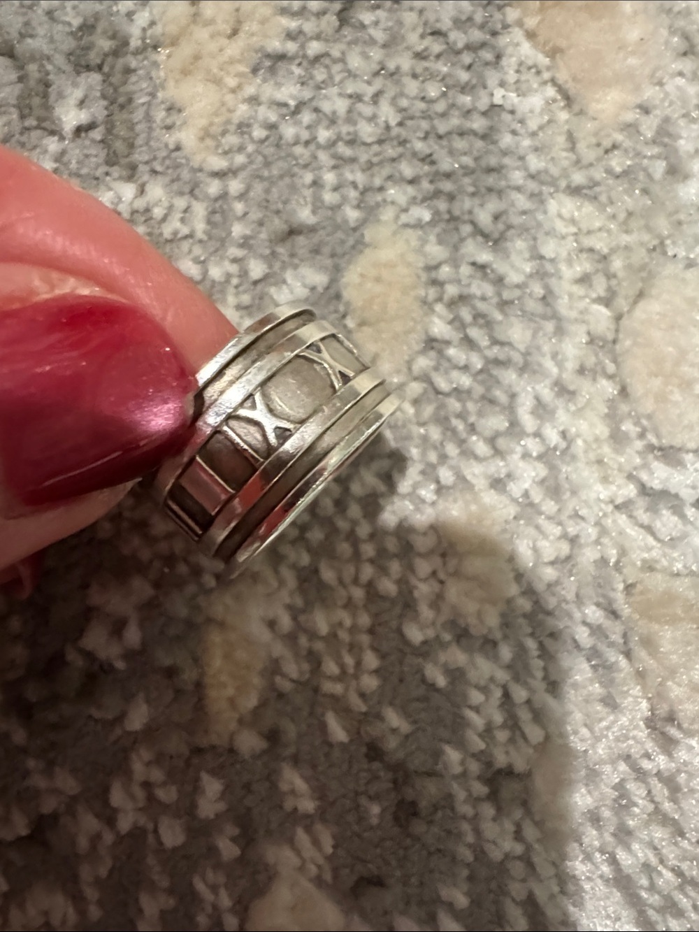 Tiffany & Co. Atlas Sterling Silver Roman Numeral Band with Polished Edges